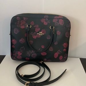 Beautiful Coach computer bag. Coated canvas floral design.